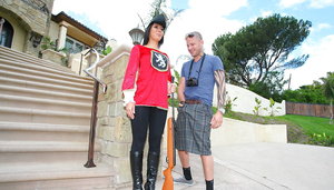 18 year old girl is pleasured with sex toys in canvas sneakers by man friend